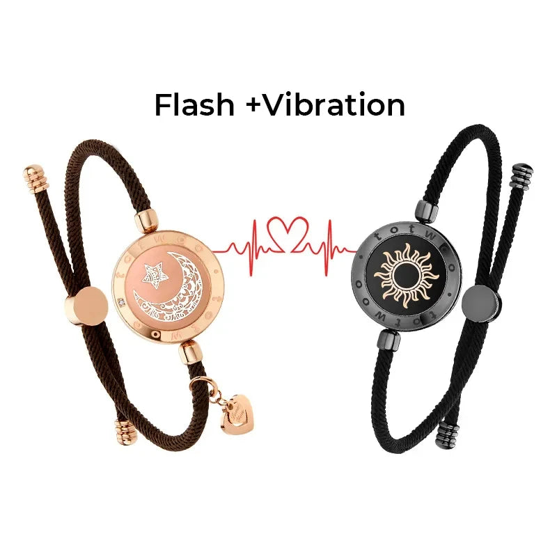 Sun&Moon Touch Bracelets with Milan Rope(Black+Brown Milan+ Silver )